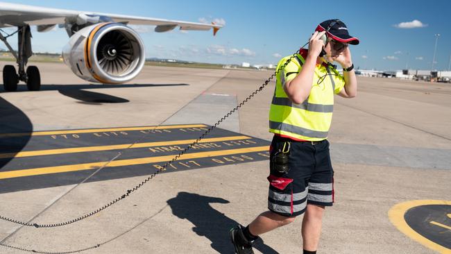 Swissport airport ground staff members. Picture: Jen Dainer