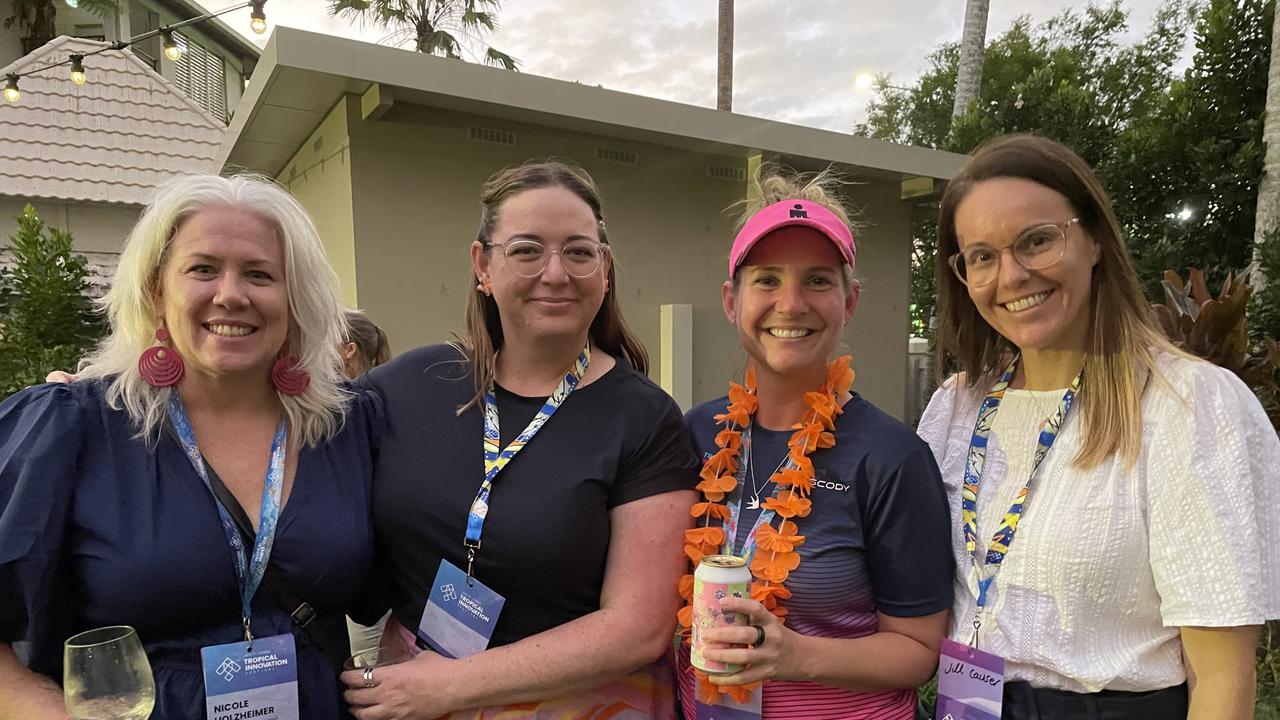 Nicole Holzeimer, Denise Chapman, Jill Causer and Kate Montgomery attend the Tropical Innovation Festival in Cairns. Photo: Catherine Duffy.