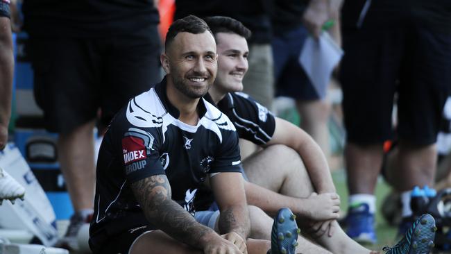 Quade Cooper pictured on the sideline during a Souths v Wests club game.