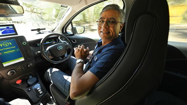 “Here we go,” says Amit Trivedi, lifting his hands off the wheel. Picture: Lyndon Mechielsen/The Australian