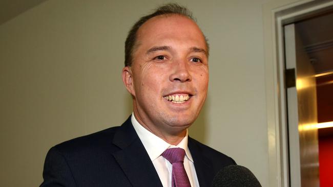 Peter Dutton, Minister for Immigration and Border Protection after appearing on Sky News at Parliament House in Canberra.