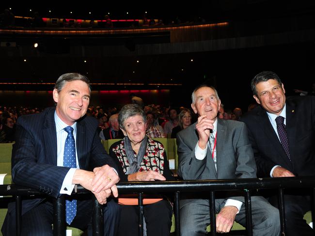 Former Victorian premiers John Brumby, Joan Kirner, John Cain and Steve Bracks in 2014.