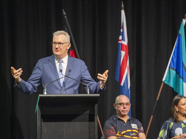 Federal Minister Tony Burke at the citizenship ceremony at Sydney Olympic Park. Picture: NewsWire / Jeremy Piper