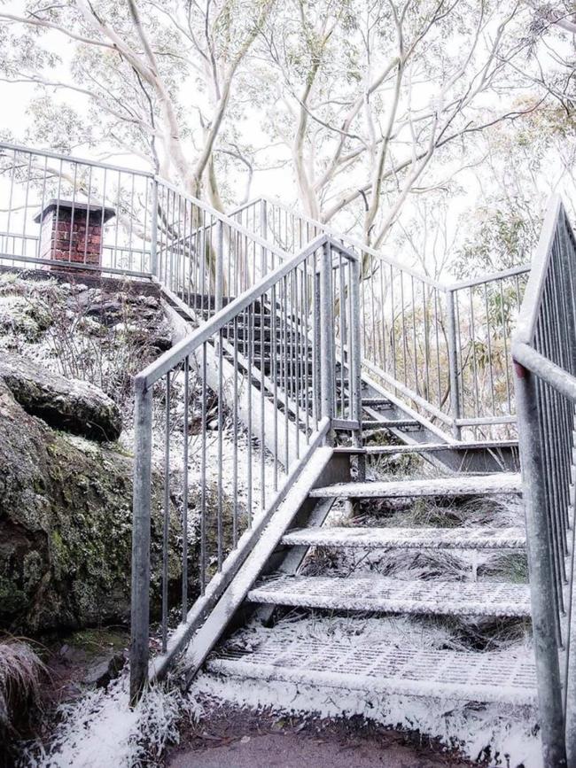 Mt Macedon snow on Saturday morning. Picture: Facebook