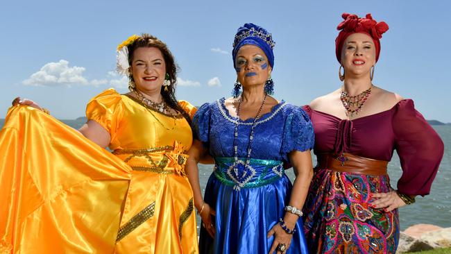 May Morisco, Christina Monneron and Cara Griffin are set for the for the Afrekete Afro-Cuban Dance, Music and Culture Festival on Magnetic Island in May. Picture: Evan Morgan