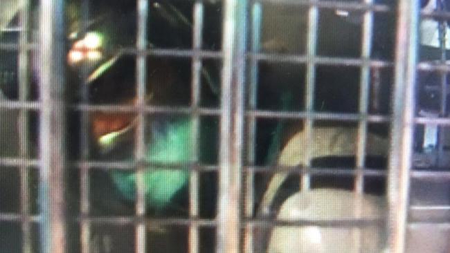 Smail Ayad attended Townsville Magistrates Court in custody over the murder of Mia Ayliffe-Chung. He appears to be wearing a helmet and spit/bite mask. Picture: Nine News