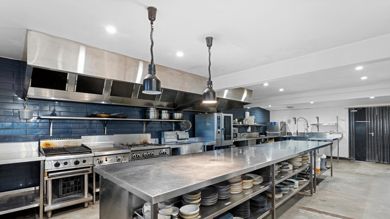 The commercial kitchen at Tucks is fully equipped and ideal for a hospitality revival in the heart of Red Hill wine country.