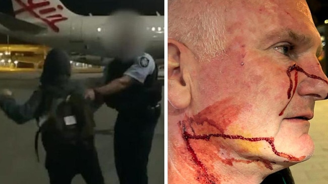 Horror alleged attack on cop at busy airport