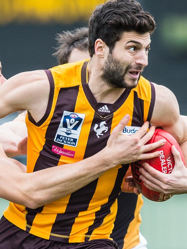 David Mirra in action for the Box Hill Hawks. Picture: Stuart Walmsley