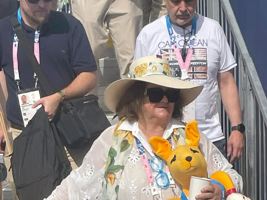 Gina Rinehart at the Olympic rowing in Paris. Picture: John Stensholt