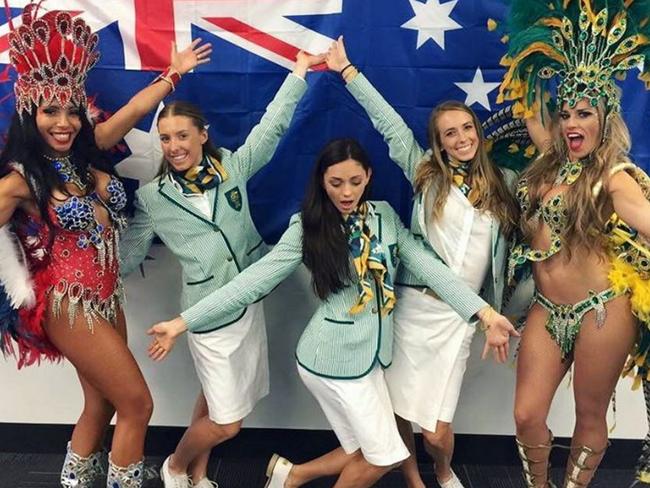 Ella with other Olympians party it up in Rio. Picture: Instagram