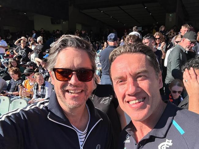 Lord mayor Nick Reece and Anthony Koutoufides attended a Carlton game at the MCG. Picture: Instagram