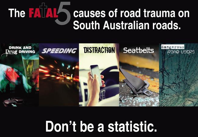 The fatal five causes of trauma on South Australian roads.