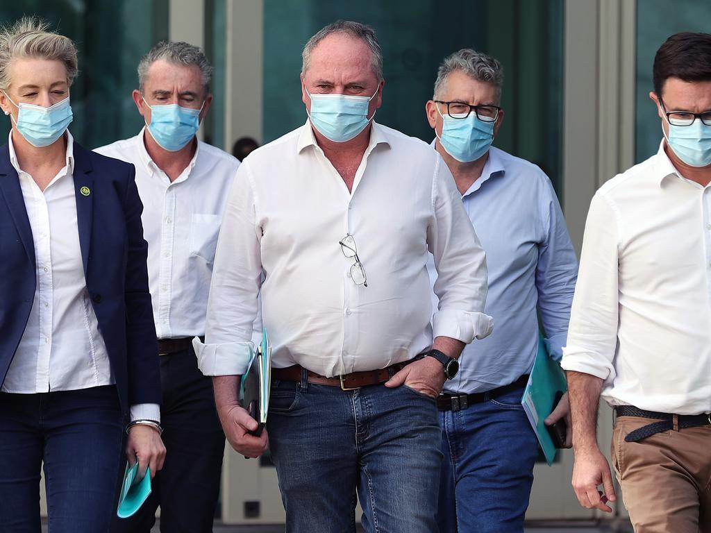 Deputy Prime Minister Barnaby Joyce walks to the Nationals Party Room meeting in Parliament House on Sunday. Picture: NCA NewsWire/Gary Ramage.