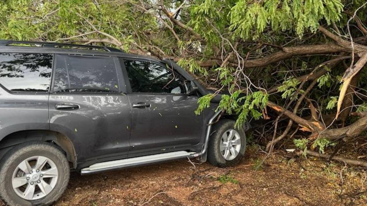 Trees down across Cloncurry after a 107km/h wind gust was recorded in the Outback town. Picture: Higgins Storm Chasing