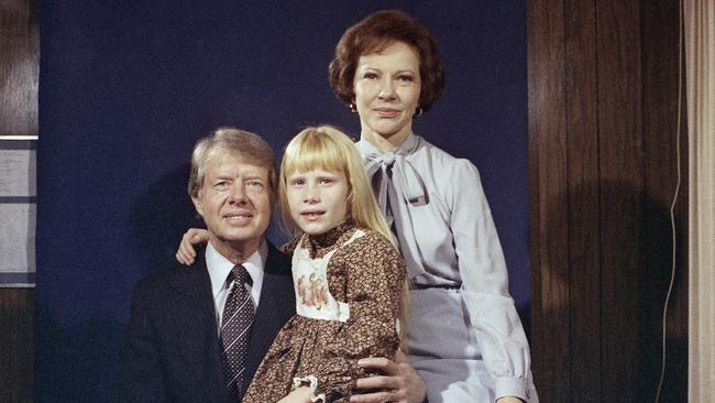 President-elect Jimmy Carter with his wife, Rosalynn, and daughter, Amy, 9.