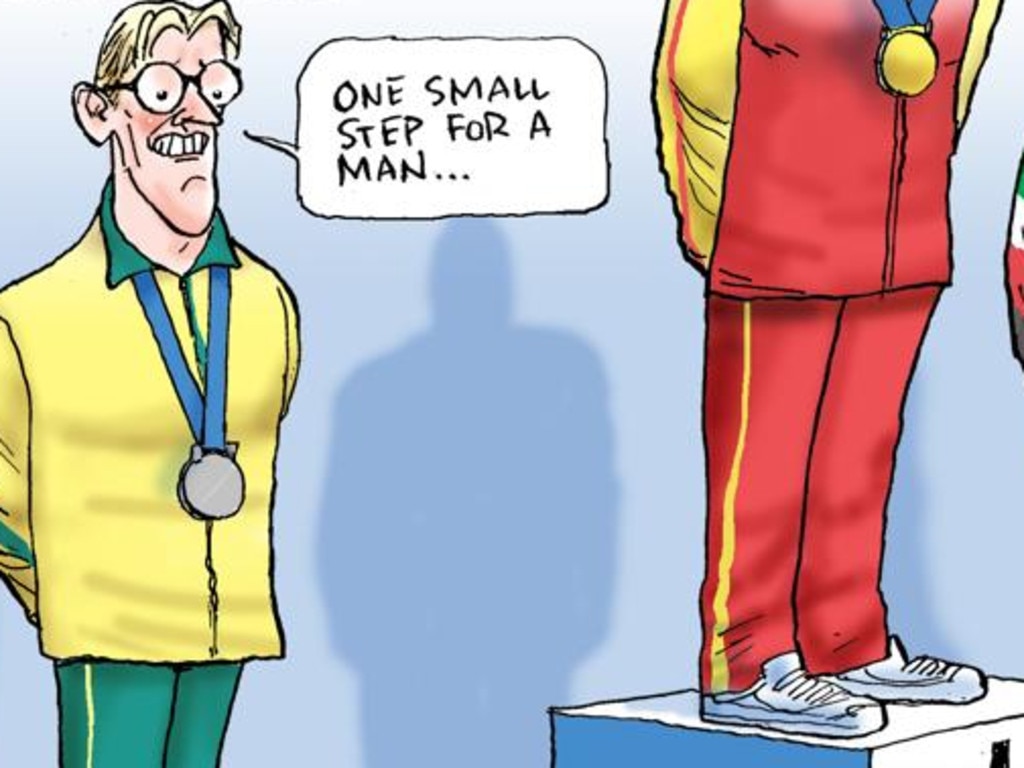 Mark Knight cartoon on swimmer mack Horton refusing to stand on podium with drug cheat