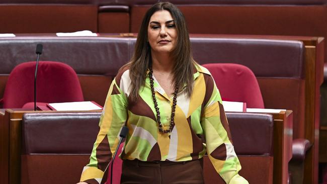 Senator Thorpe in the Senate at Parliament House in Canberra. Picture: Martin Ollman