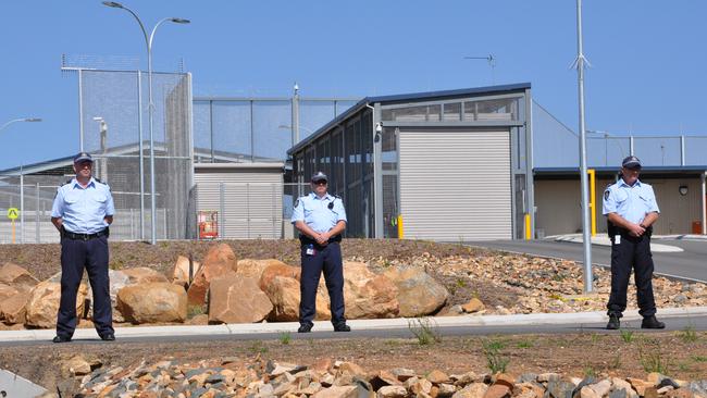 Federal police outside Yongah Hill Immigration Detention Centre in Western Australia. Picture: Rebecca Le May