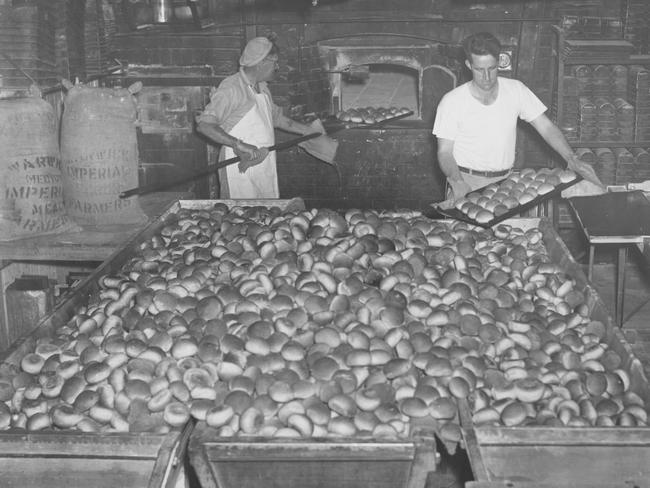 Judith's grandfather, Martin Brown, and father Ralph Brown working in the family bakery.