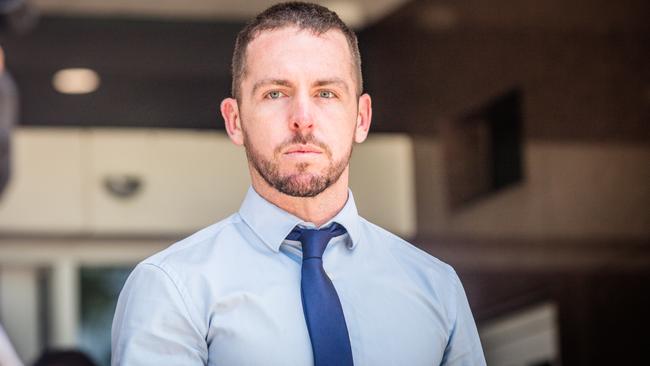 NT Police Constable Zachary Rolfe outside court. Picture: Glenn Campbell