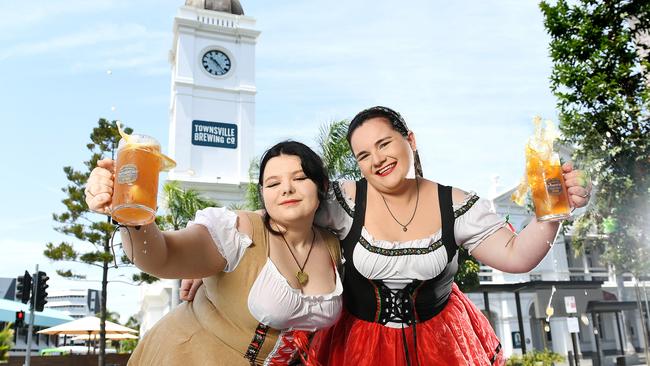 The Townsville Brewing Co. managers Jasmin Wright and Brooklin James, ahead of their annual Oktoberfest. Picture: Shae Beplate.