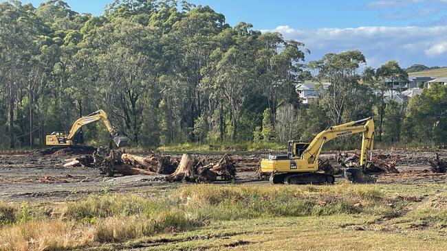 Earthworks underway at the opening of the Coffs Bypass site office off North Boambee Rd. Picture: Chris Knight