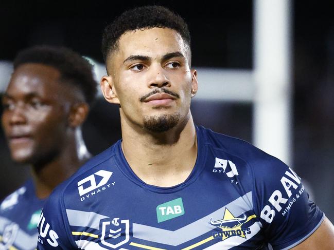 Cowboy's Robert Derby at full time in the NRL pre season match between the North Queensland Cowboys and the Redcliffe Dolphins at Barlow Park Picture: Brendan Radke