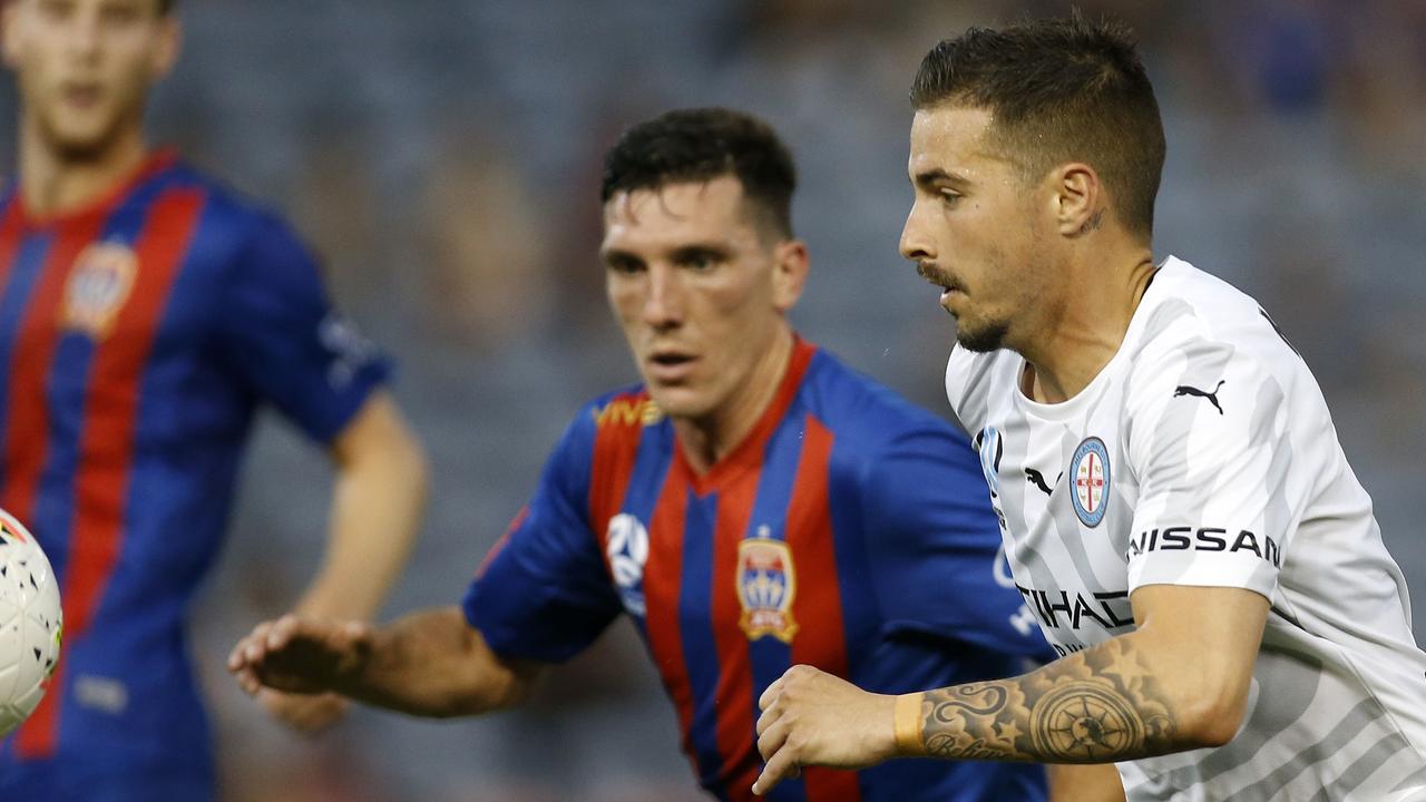 Jamie Maclaren (right) set a record with his 10th goal of the season.