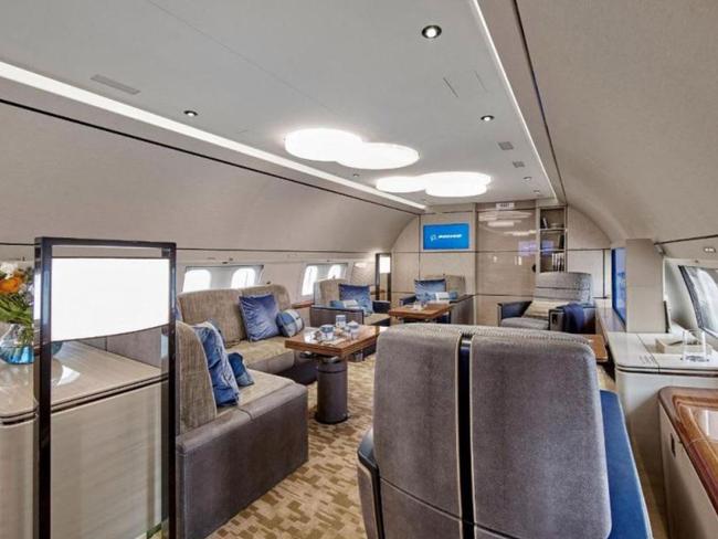 The luxury jet has business and entertainment areas, as well as bedrooms. Picture: Boeing