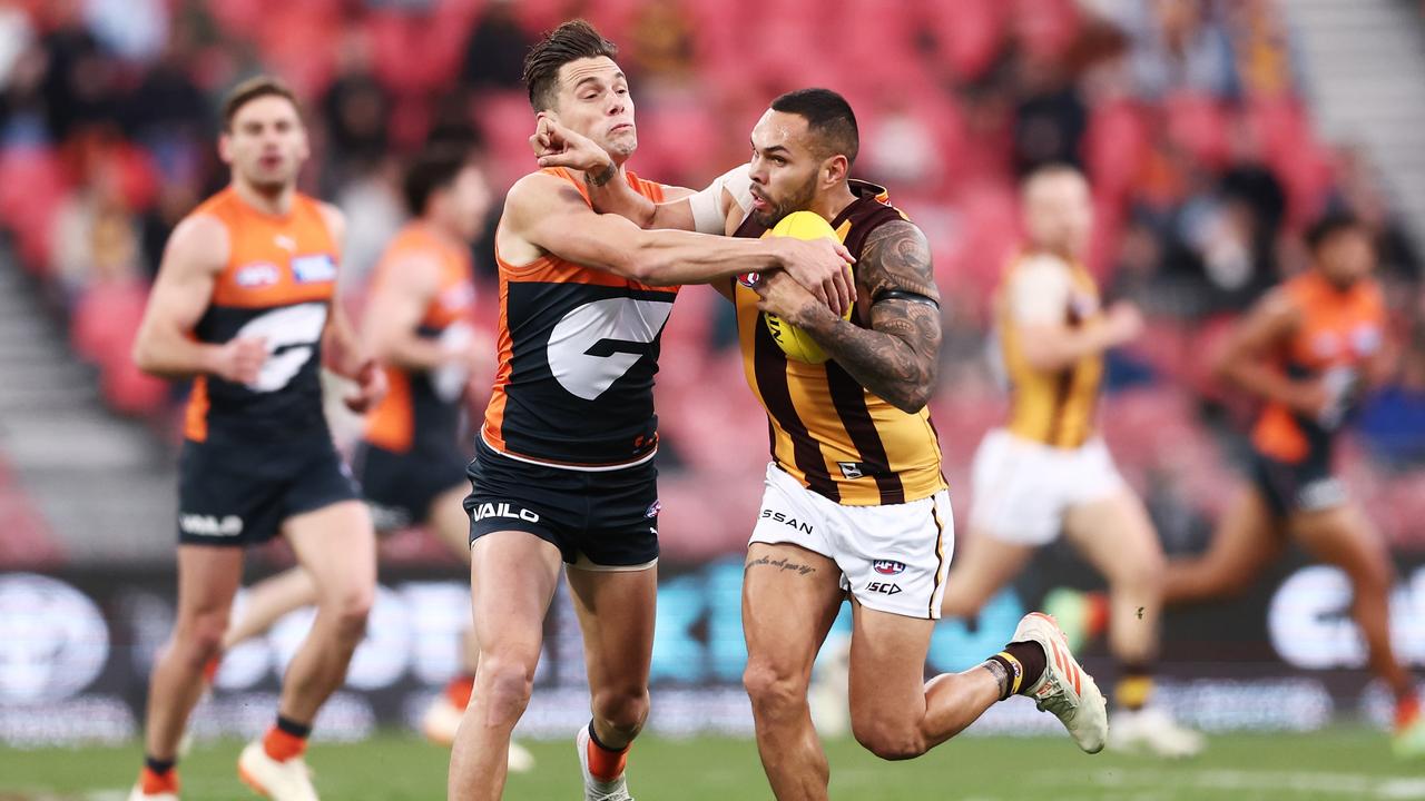 Josh Kelly was kept to a low disposal count by the Hawks. Picture: Getty Images