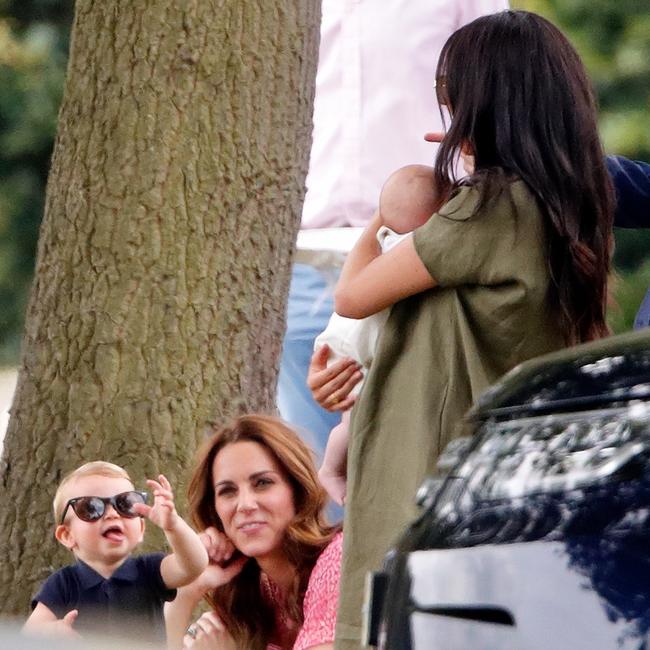 The awkwardness between Kate and Meghan was caught on camera at the polo in 2019. Picture: Max Mumby/Indigo/Getty Images