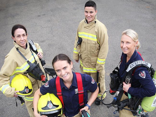 Nadine Hyslop, Georgia Smyth, Alana Tight and Lisa Matuzelis are part of the first class for 2018 of Firefighter for Fire & Rescue NSW.