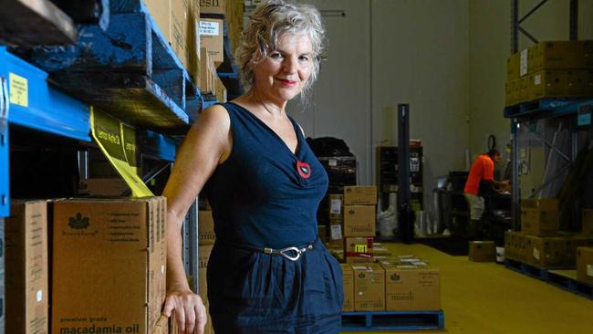 Business person, foodie,  heli-skier and co-owner of Brookfarm, Pam Brook pictured in her Byron Bay premises. Picture: Patrick Gorbunovs