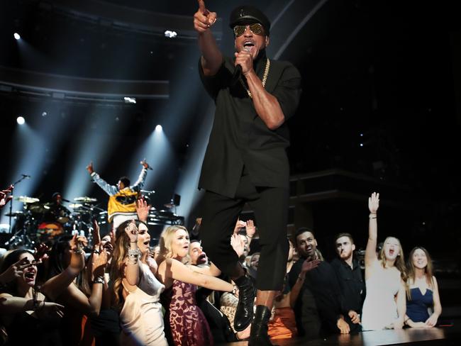 Q-Tip of A Tribe Called Quest shouted ‘Resist!’ after a medley that referenced Donald Trump’s travel ban. Picture: Christopher Polk/Getty Images for NARAS