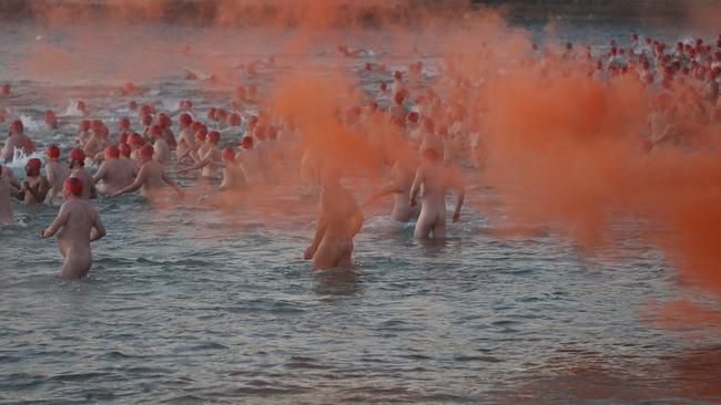 Nude Solstice swim as part of Dark Mofo 2021 at Long Beach Sandy Bay. Picture: Nikki Davis-Jones