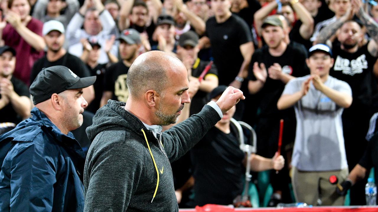 The Wanderers fans cheer Markus Babbel as he leaves the pitch.