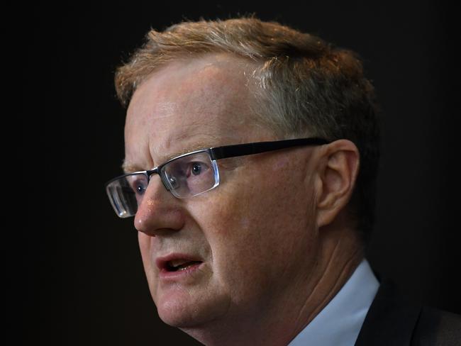 Governor of the Reserve Bank of Australia (RBA) Phillip Lowe speaks to the media during a press conference in Sydney, Tuesday, April 21, 2020. (AAP Image/Joel Carrett) NO ARCHIVING