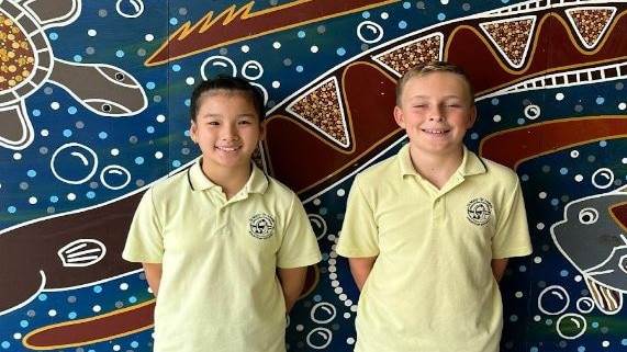 St Mary-St Joseph Catholic Primary School captains Eva Roselyn Surya and Calum Joyce.