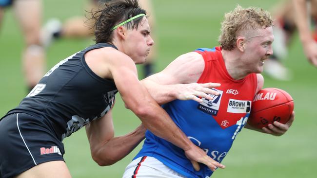 Clayton Oliver played against Carlton for Casey Demons in a VFL practice match last week, showing enough to secure an Opening Round berth in the senior side. Picture: David Crosling