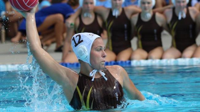 Amelia Watt as a schoolgirl at St Rita's College. She is now an Aussie youth player coached by Naomi McCarthy at North Brisbane Polo Bears.