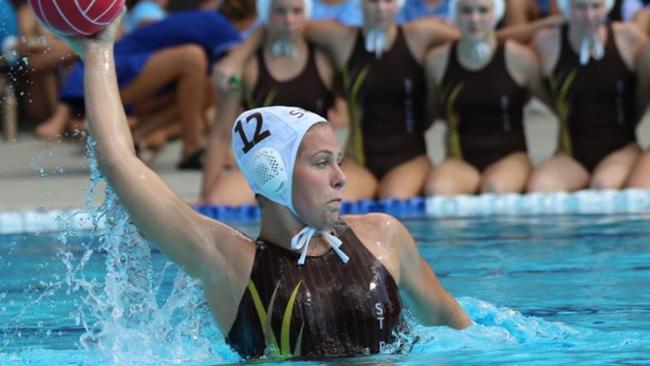 Amelia Watt as a schoolgirl at St Rita's College. She is now an Aussie youth player coached by Naomi McCarthy at North Brisbane Polo Bears.