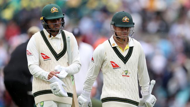 Usman Khawaja has defended David Warner after Mitchell Johnson’s spray. (Photo by Ryan Pierse/Getty Images)