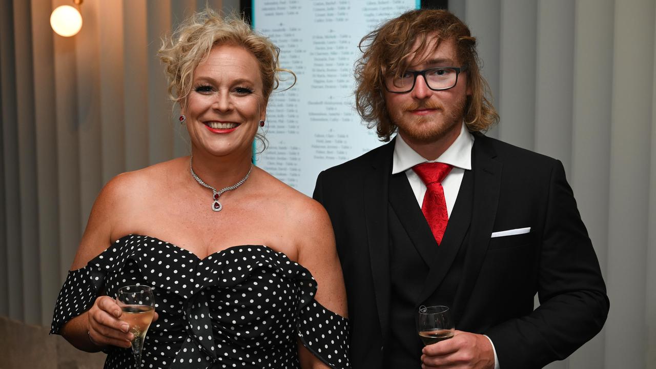 Jodie Reynolds and James Butson at The Advertiser Sunday Mail, SkyCity 2023 Woman of the Year Awards. Picture: Naomi Jellicoe