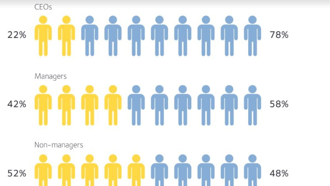 The gender balance in senior roles is skewed to men and a big contributor to the gender pay gap. Picture: WGEA.