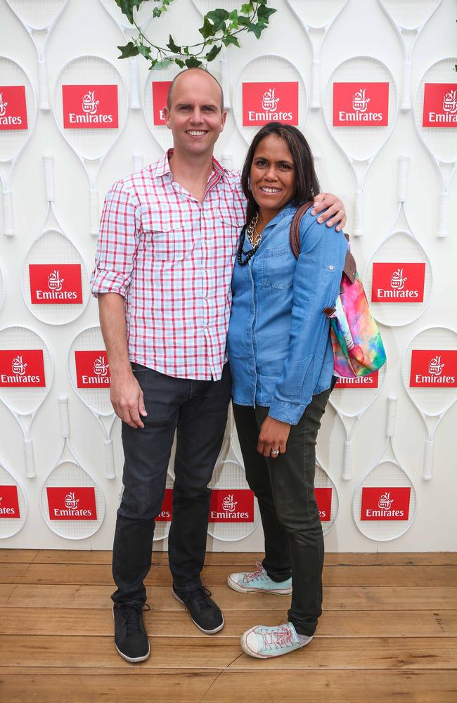 James Murch and Cathy Freeman at the Australian Open. Picture: Regina Karon