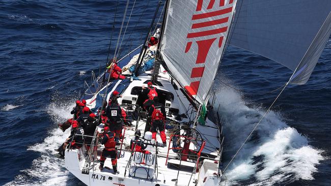 The yacht, formerly known as Maserati during the start of the 2016 Sydney Hobart Yacht Race in Sydney. Pic: Brett Costello