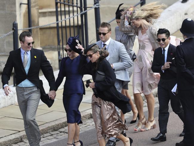 Guests arrive for the wedding of Princess Eugenie of York and Jack Brooksbank at St George’s Chapel, Windsor Castle, near London, England, Friday Oct. 12, 2018. (Aaron Chown/Pool via AP)