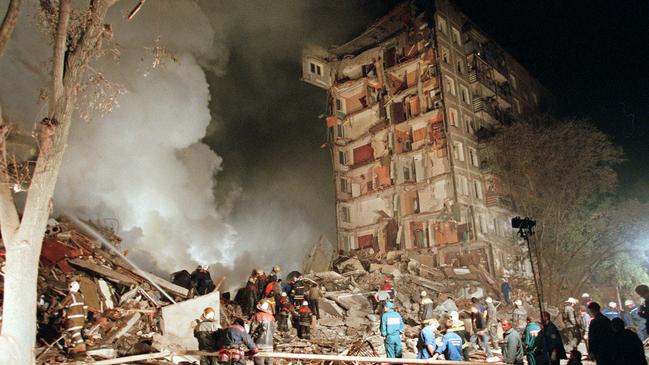 Putin used the bombing of a Moscow apartment block as a pretext to restart the Chechen war in 1999. Picture: AP.