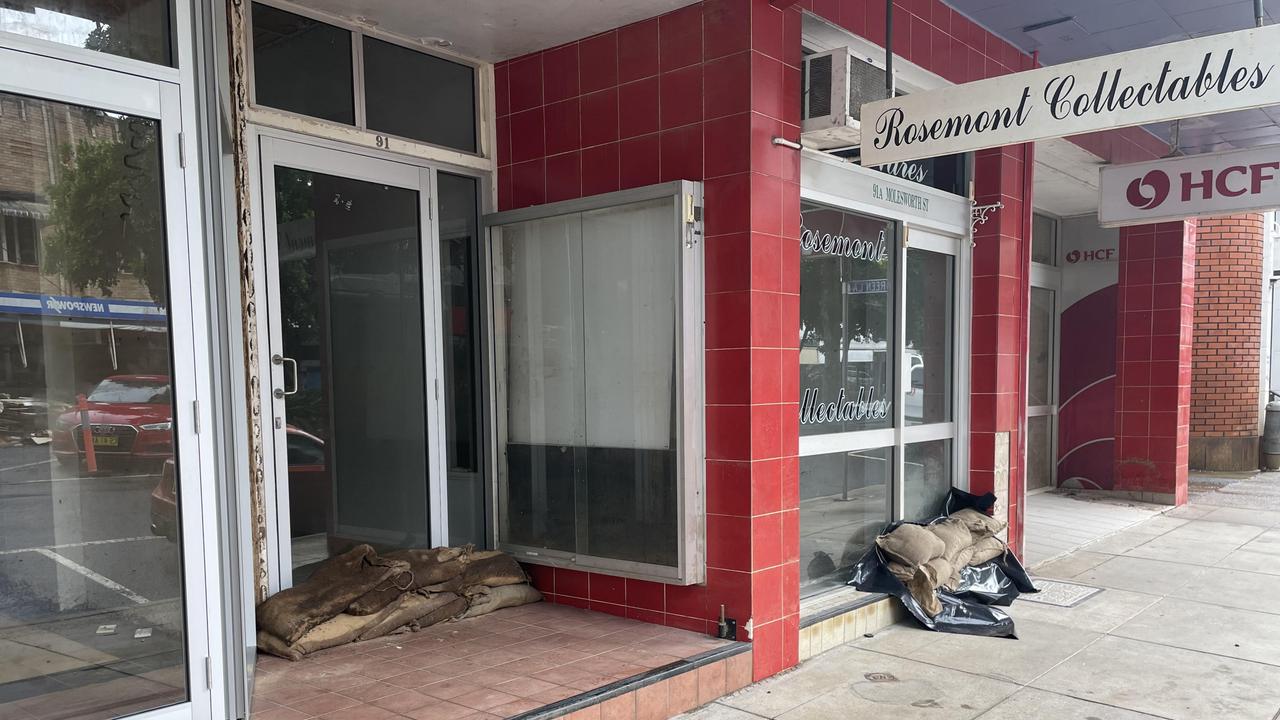 Fresh round of sandbags in Lismore's business district on Tuesday morning March 29. Picture: Nicholas Rupolo.